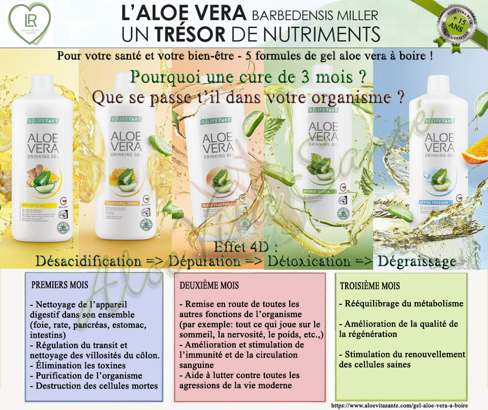 LR Lifetakt Gel à Boire Aloe Vera Saveur Pêche - Pack De 3 Bouteilles, Neuf